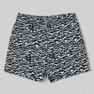 Open Edit Recycled Volley Swim Trunks Black White Geo Print